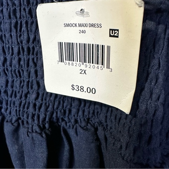 Falls Creek Women’s Maxi Dress 2X Navy Blue Smocked Cottagecore Boho vacation - Picture 6 of 10